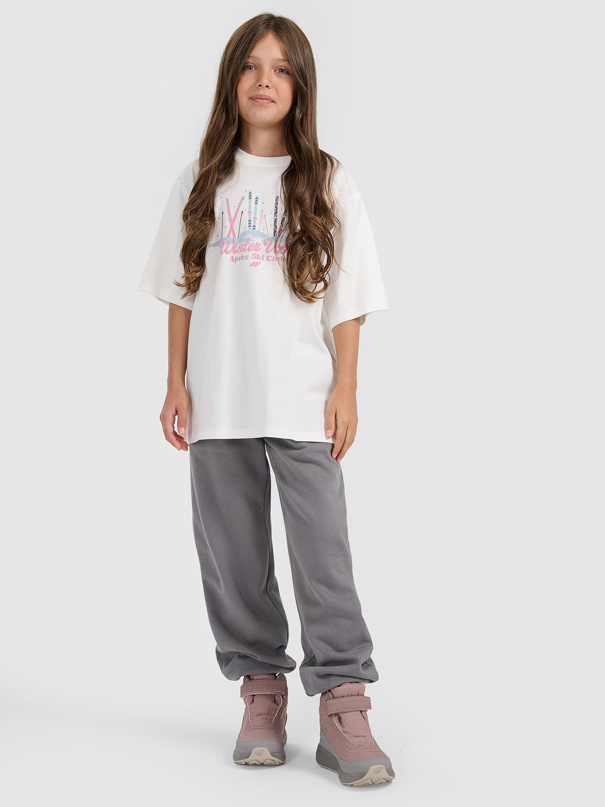 T-shirt loose z nadrukiem dziewczęcy