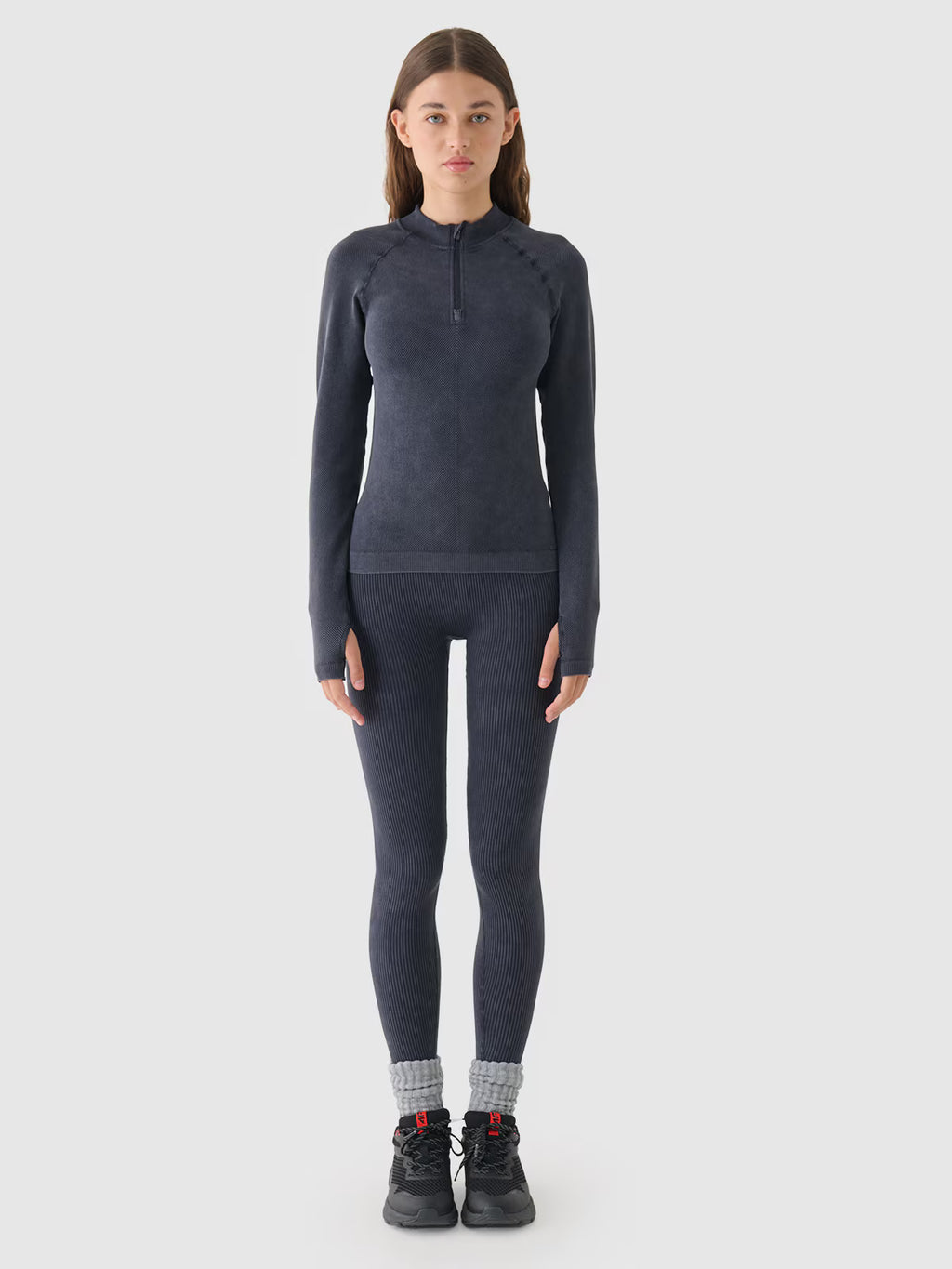 Legginsy bezszwowe w prążki damskie