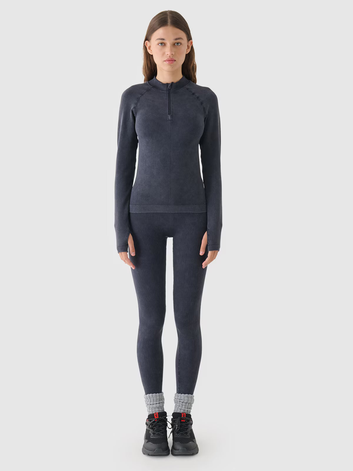Legginsy bezszwowe w prążki damskie