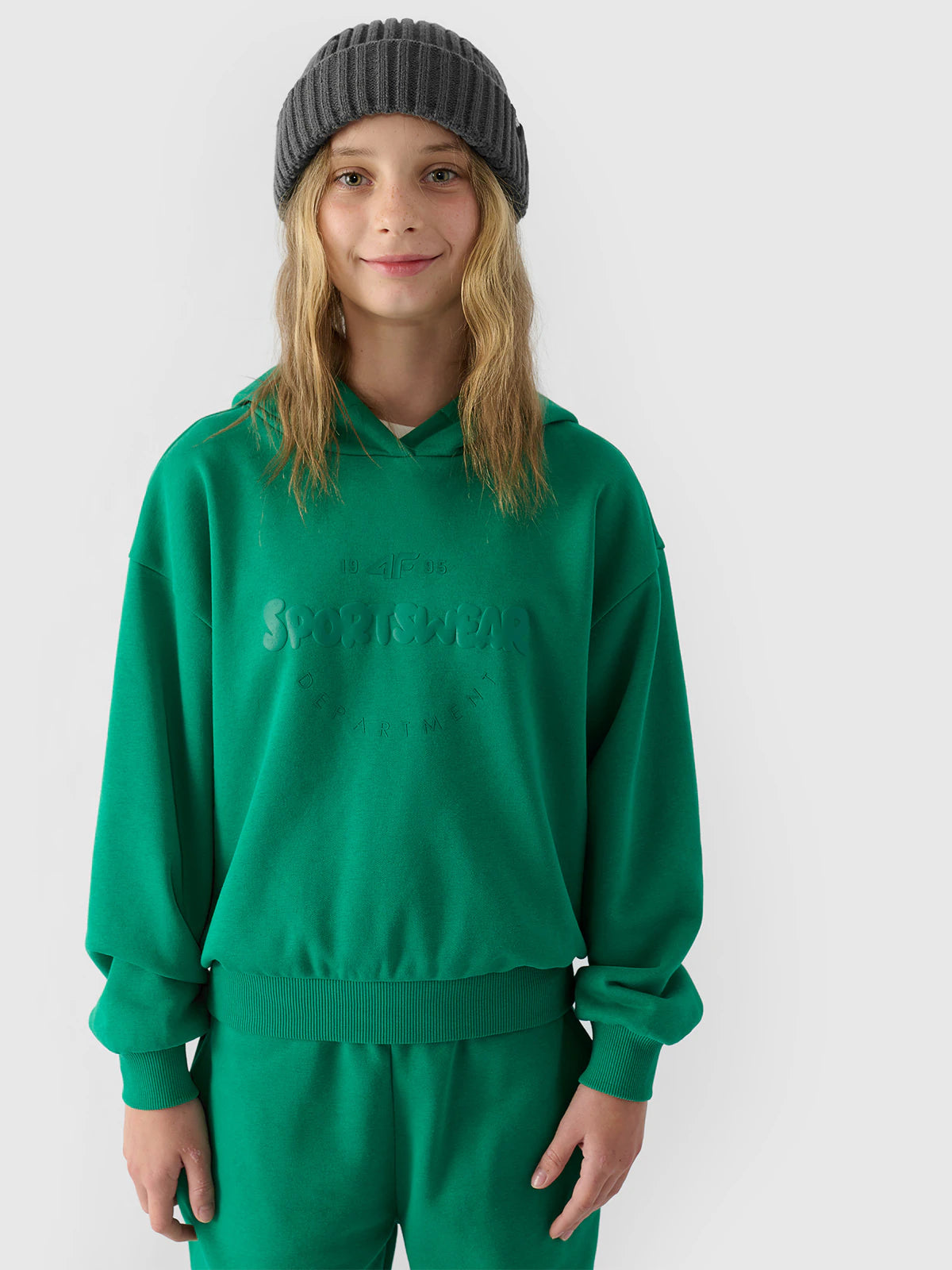Bluza dresowa nierozpinana z kapturem dziewczęca