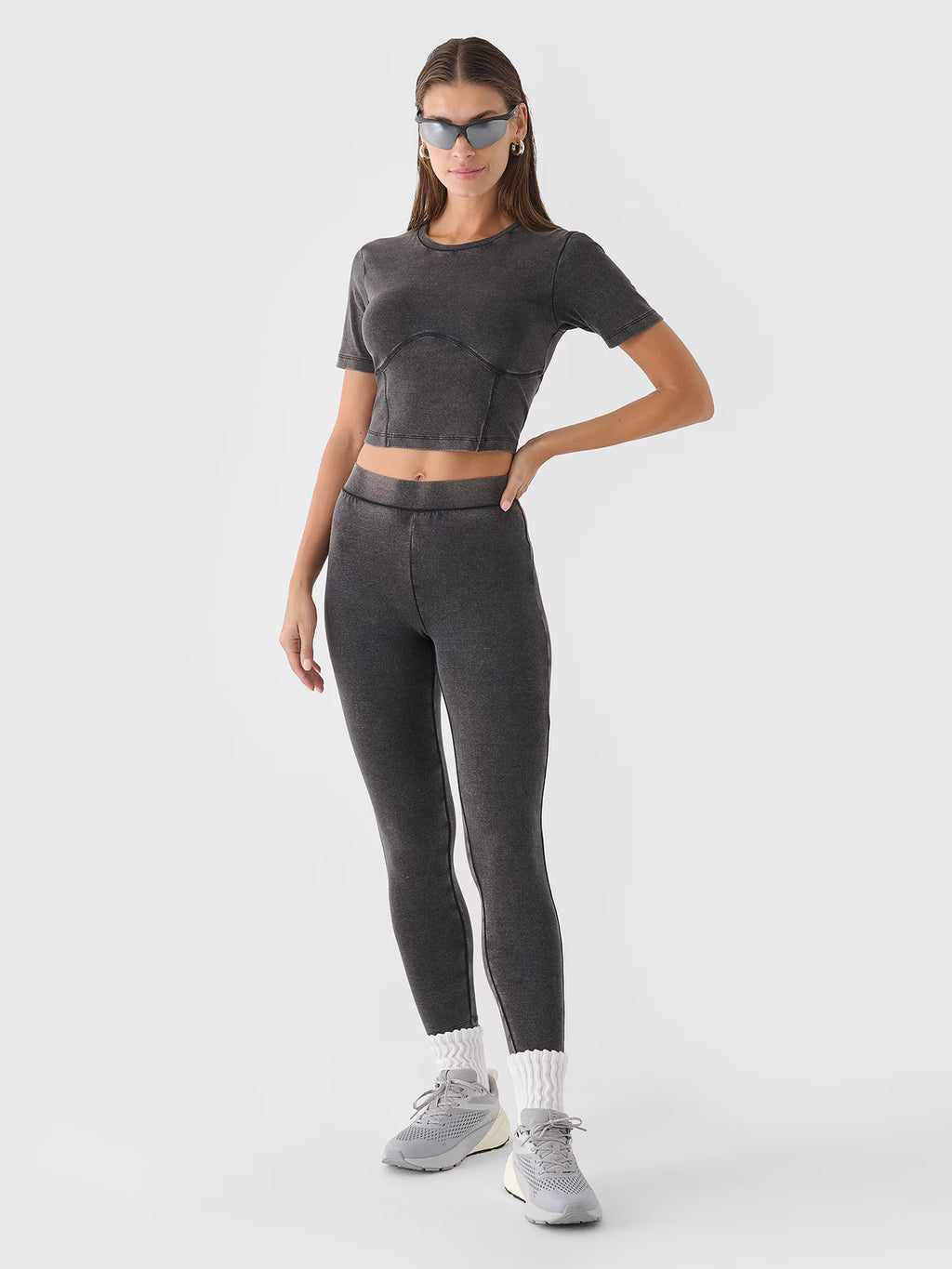 Crop top slim gładki damski