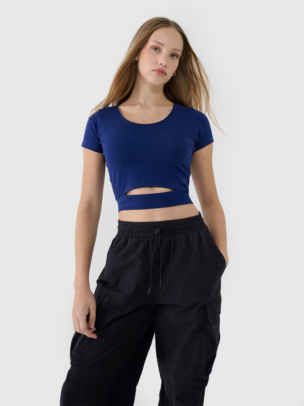T-shirt crop top gładki damski