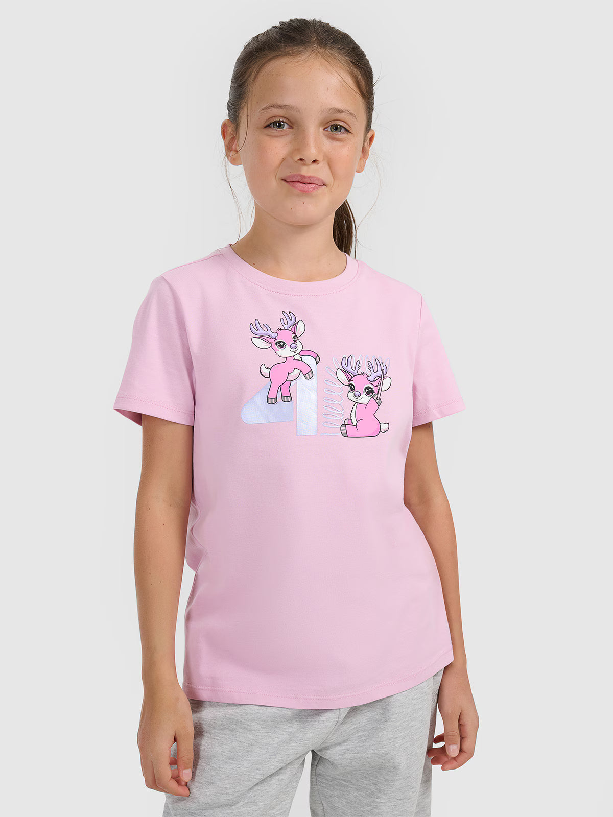 T-shirt regular z nadrukiem świątecznym dziewczęcy