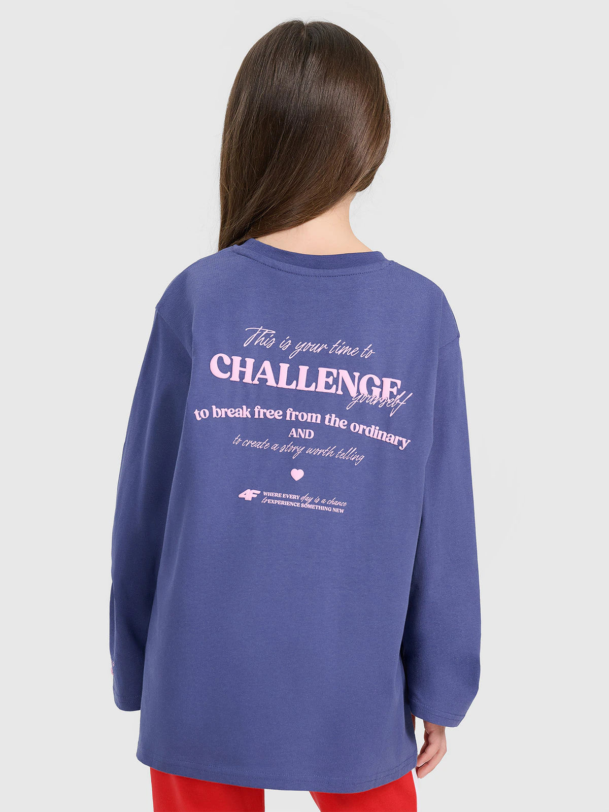 Longsleeve oversize z nadrukiem dziewczęcy