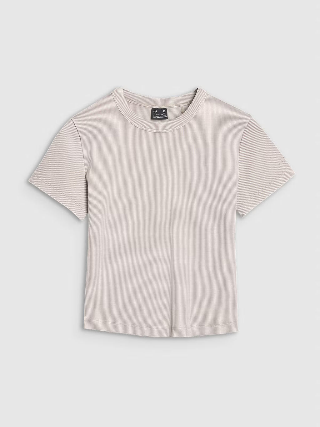 T-shirt slim z prążkowanej dzianiny damski