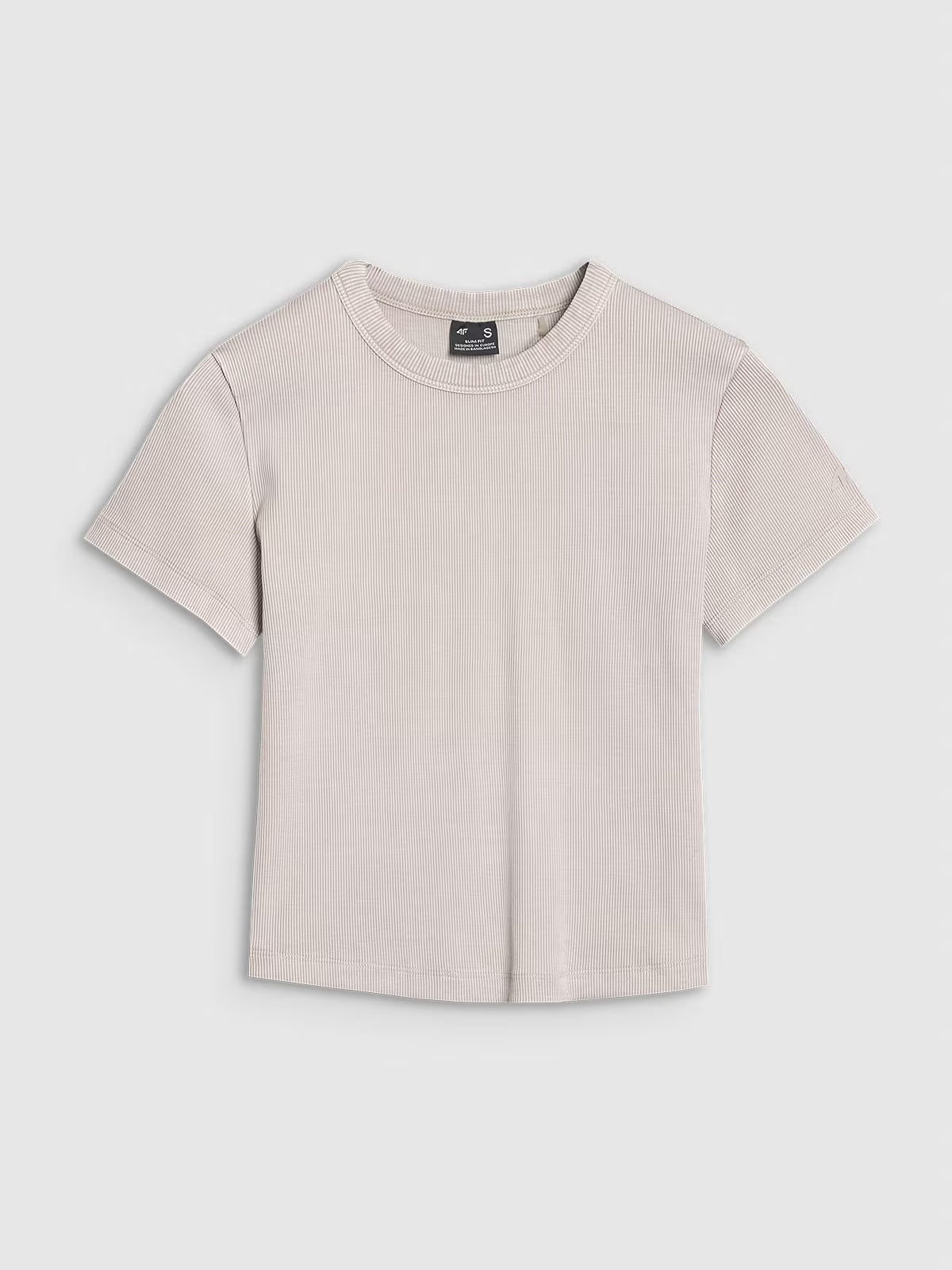 T-shirt slim z prążkowanej dzianiny damski