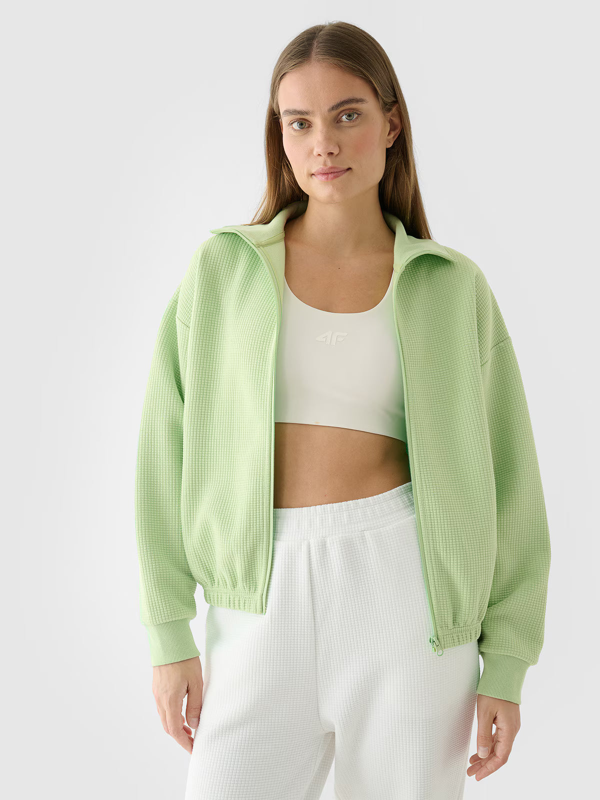 Bluza crop top rozpinana bez kaptura damska