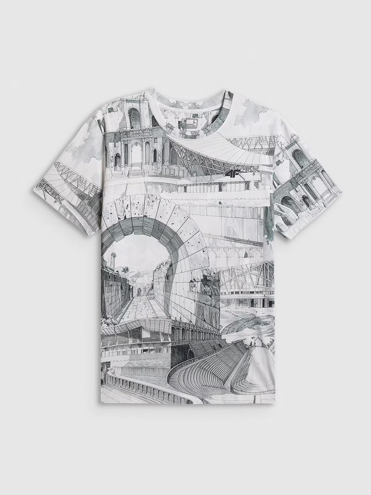 T-shirt regular z nadrukiem męski - czarno