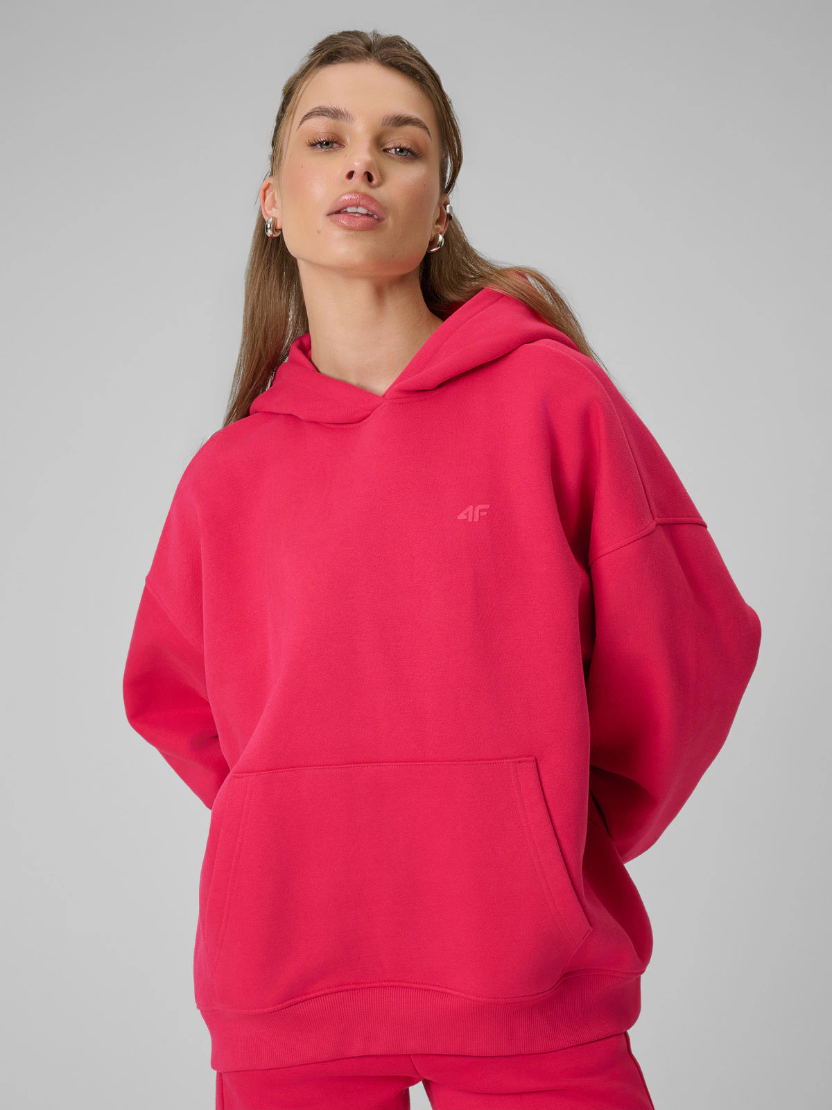 Bluza dresowa loose z kapturem damska