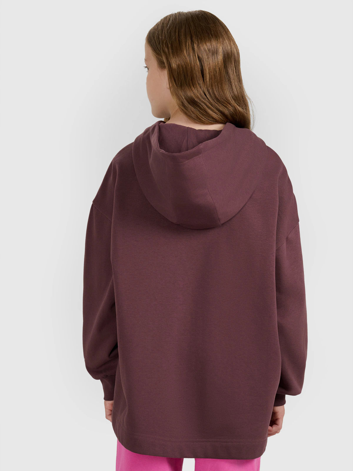 Bluza dresowa oversize nierozpinana z kapturem dziewczęca