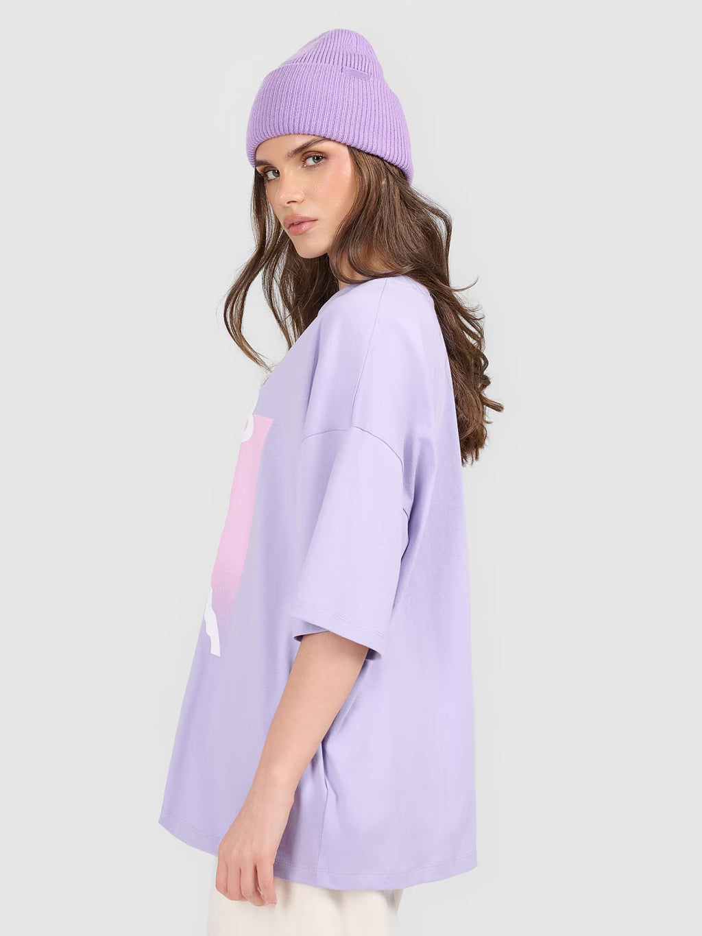 T-shirt loose z nadrukiem damski
